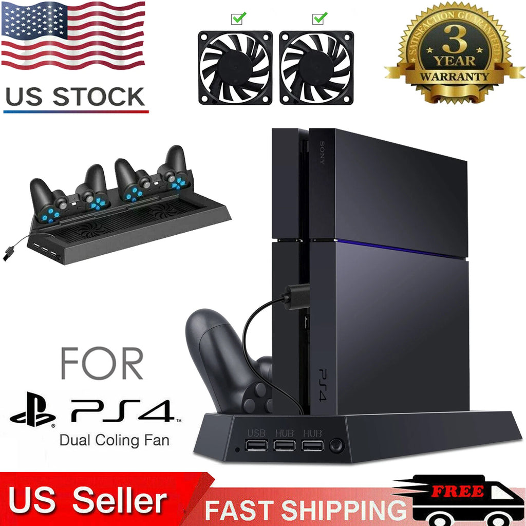 Cooling Fan Station For PS4 Vertical Stand Controller Charger Dock PlayStation 4