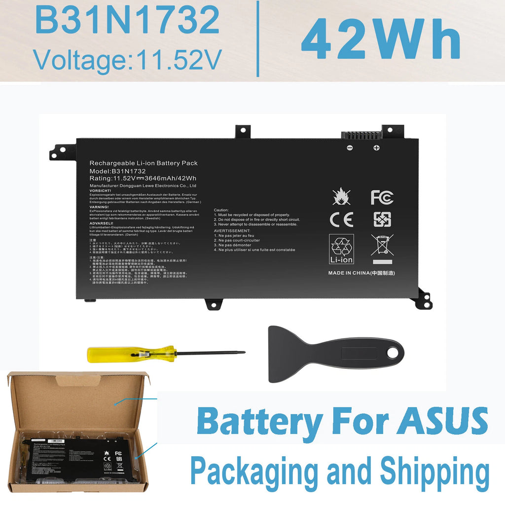 Replace B31N1732 Battery For Asus VivoBook S14 S430FA S430FN VX60G X430UF 42WH