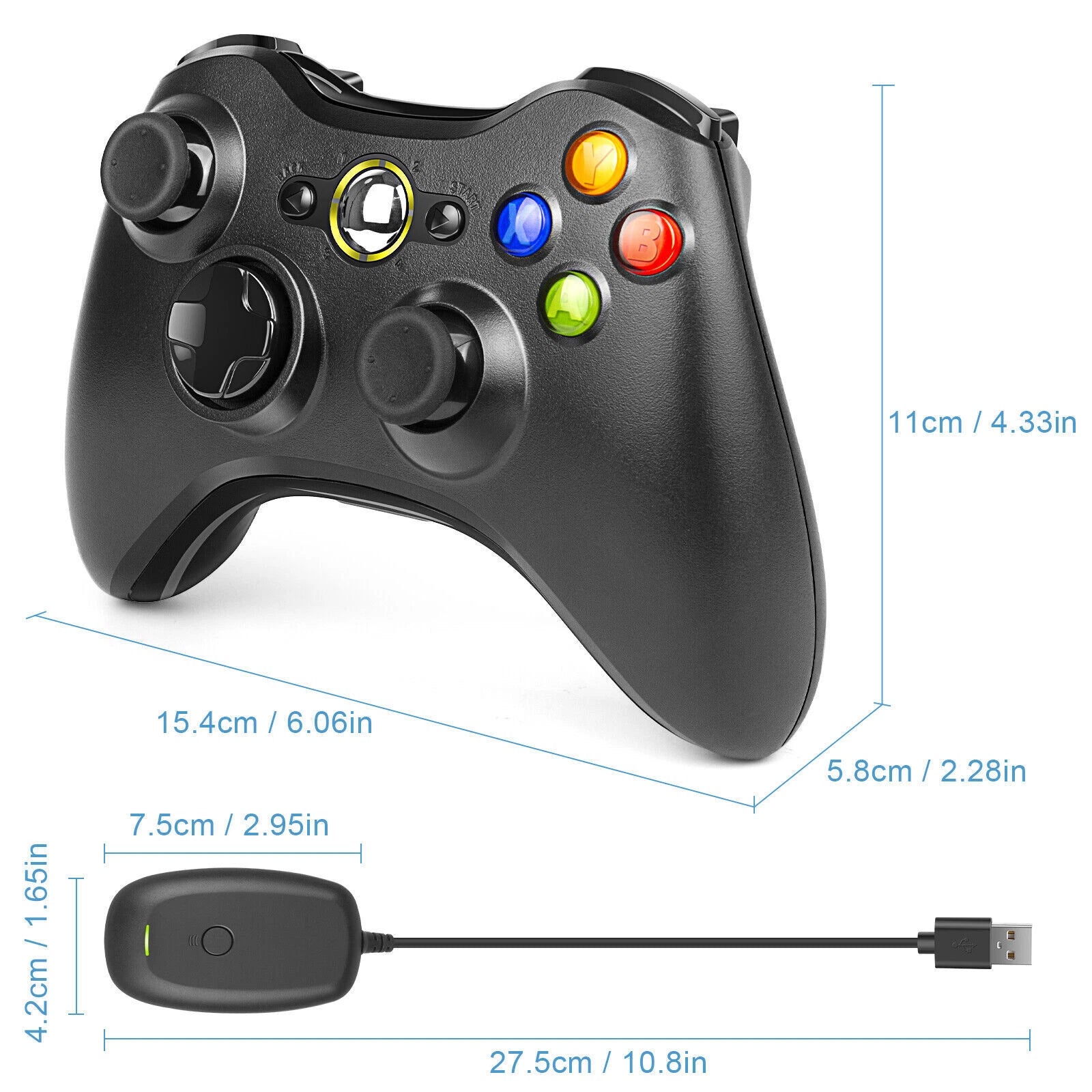 Wireless Game Controller Gamepad For Microsoft Xbox 360/360Slim PC WIN 10 7 8 XP