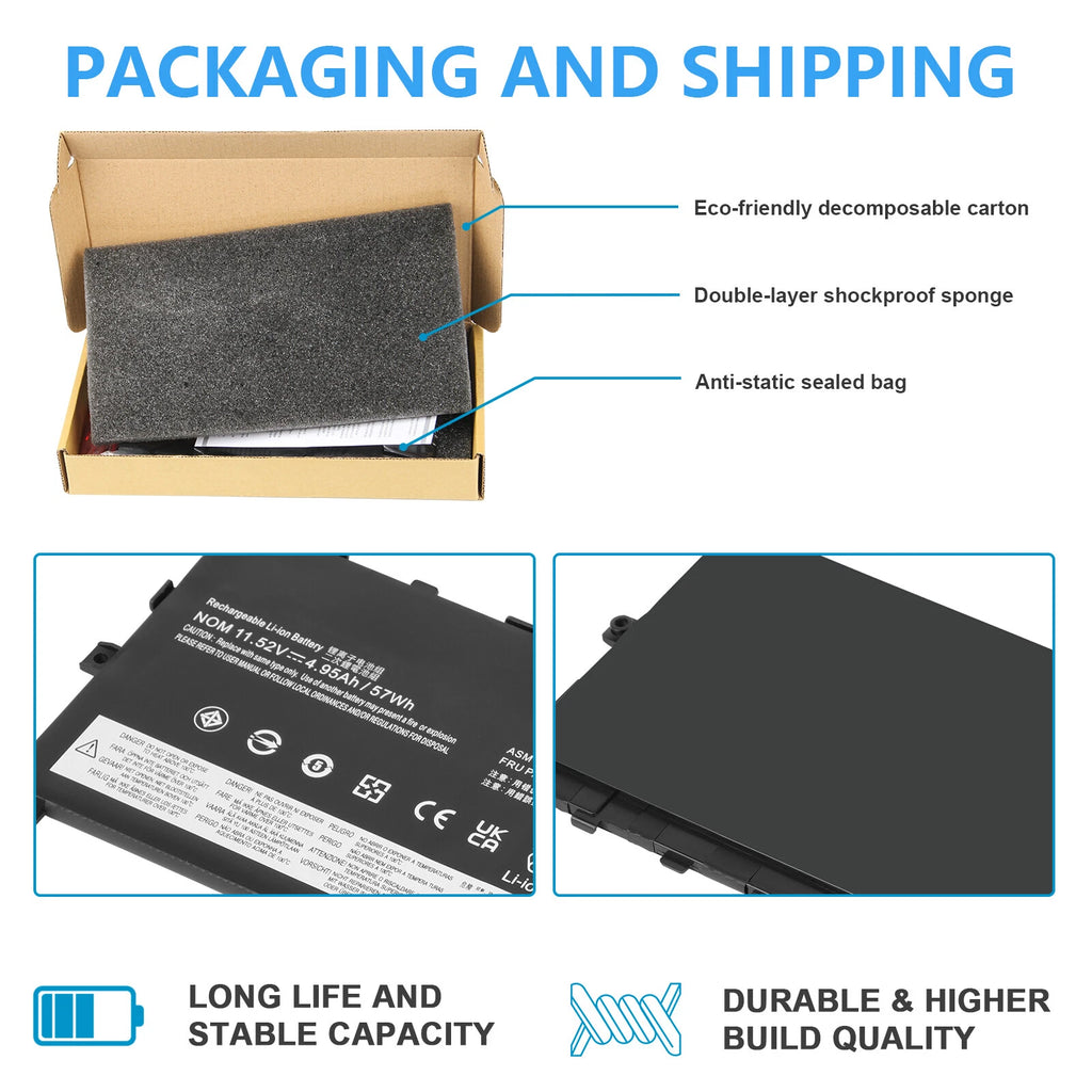 57Wh Battery 01AV430 For Lenovo ThinkPad X1 Carbon 5th Gen 2017 / 6th Gen 2018