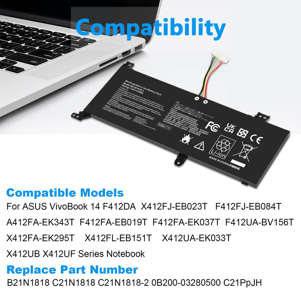 C21N1818-2 C21PpJH New Battery B21N1818-2 for Asus VivoBook 14 F412 F412D F412DA