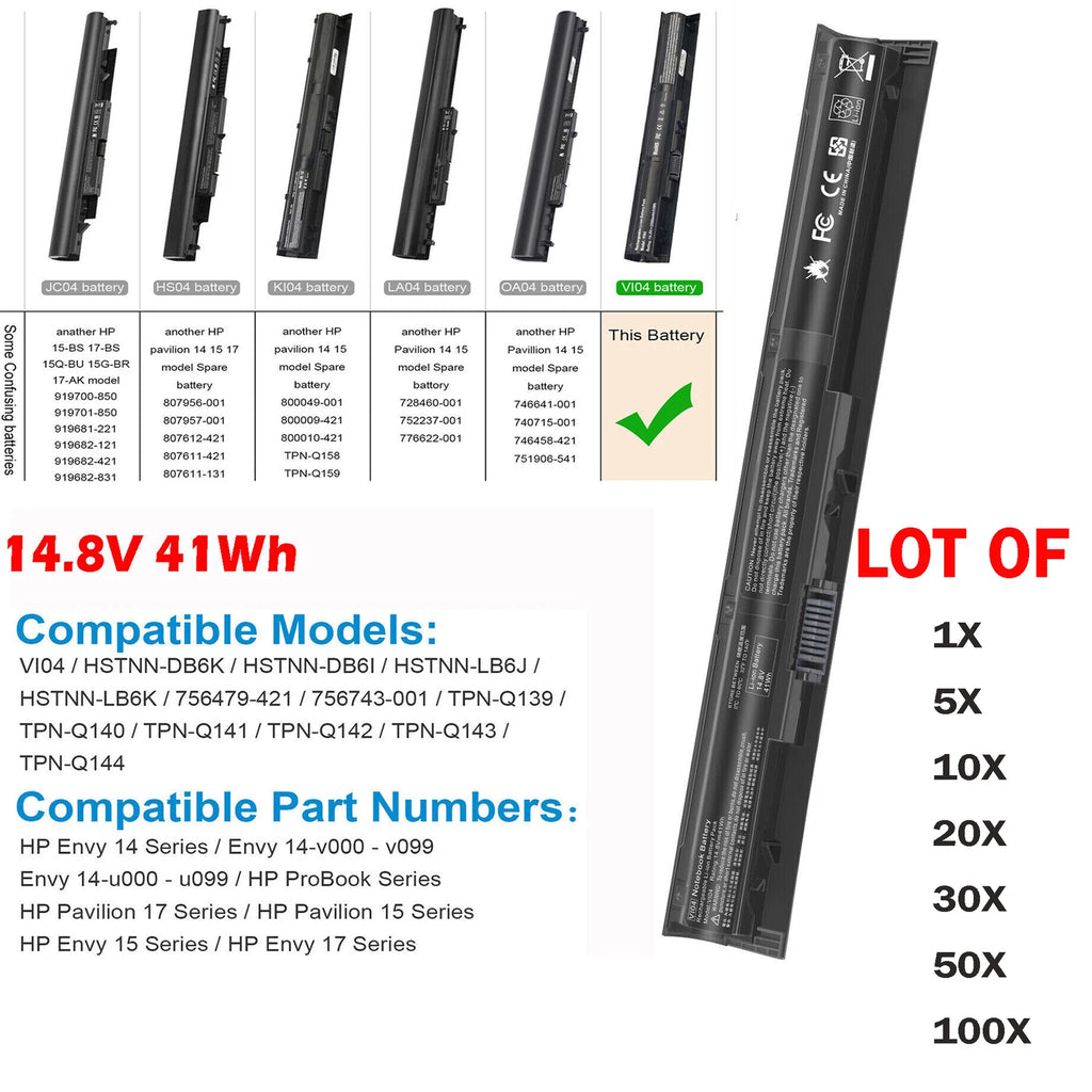 ??LOT 1-100x V104 VI04 Battery HP ProBook 450 G2 G3 440 G2 756743-001 756478-422