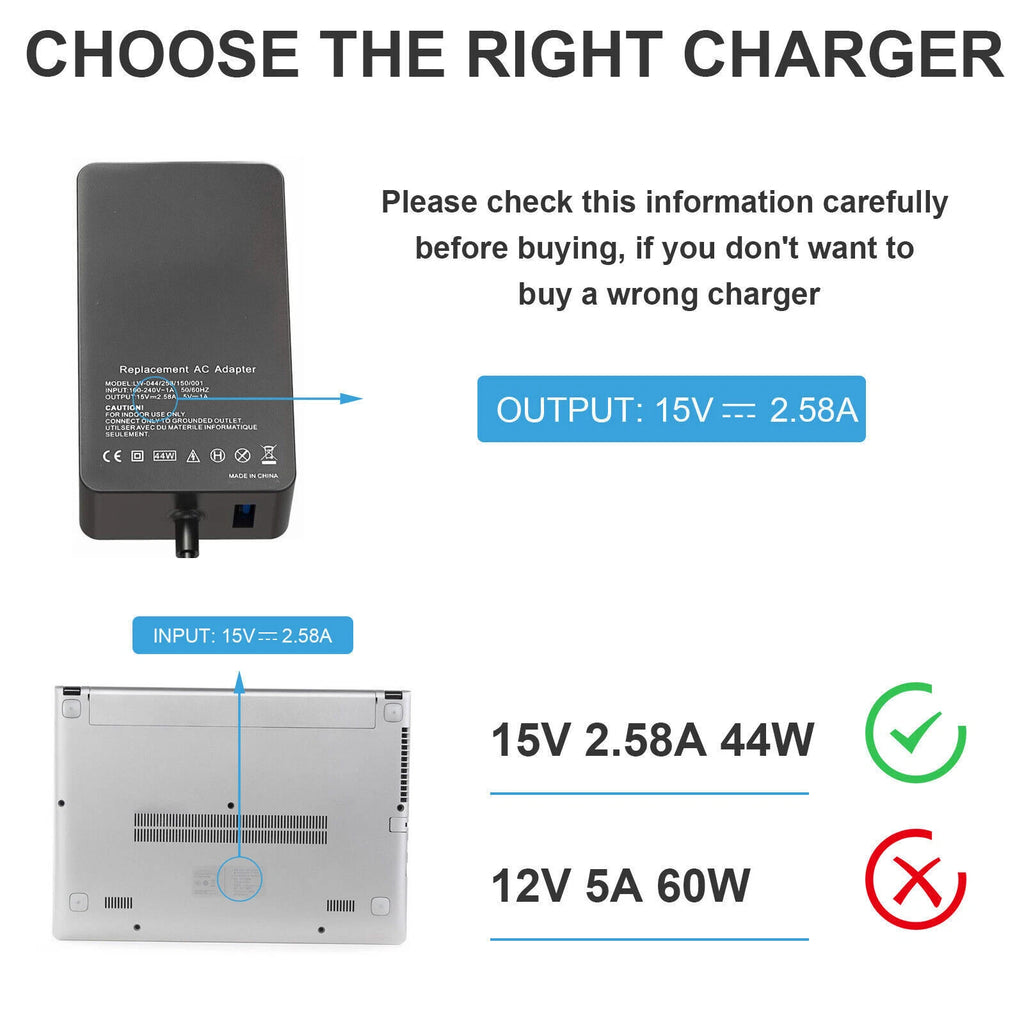 For Microsoft Surface Pro3/4/5/6/7 1625 1724 1796 1800 AC Adapter Charger 44W US