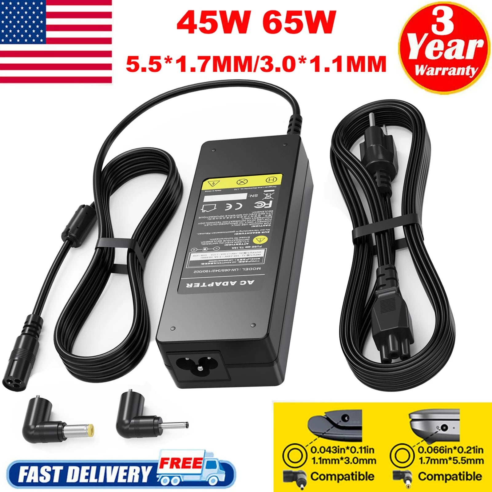 Laptop Adapter Charger for Acer Chromebook 14 CB3-431 15 CB3-532 CB3-571 Power
