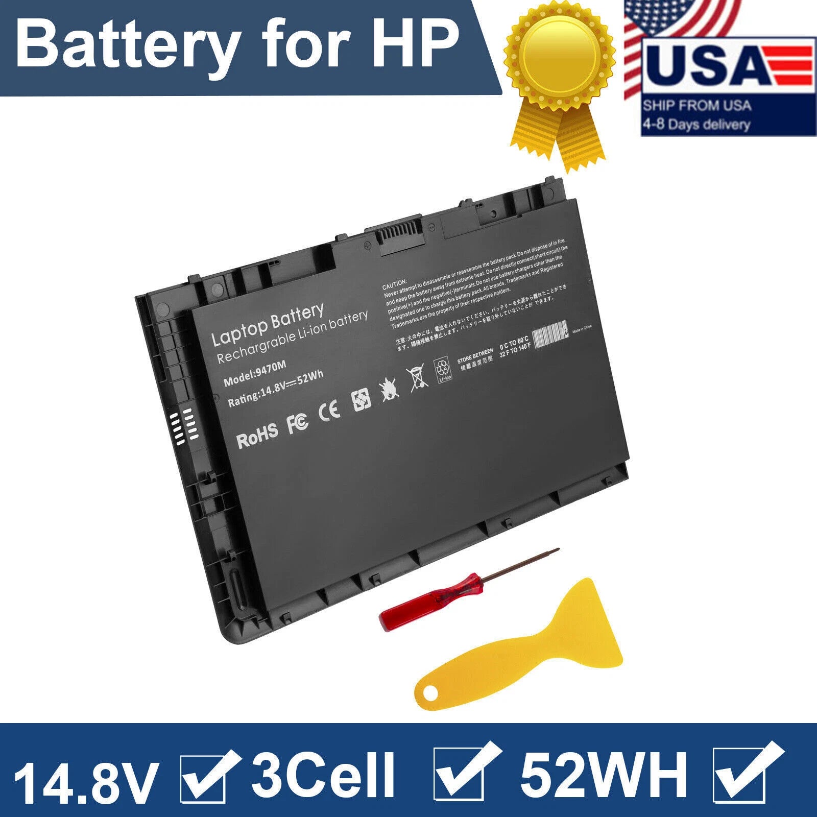 LOT 9470M Battery For HP EliteBook Folio 9480M BA06 BT04 BT04X LHSTNN-DB3Z 52Wh