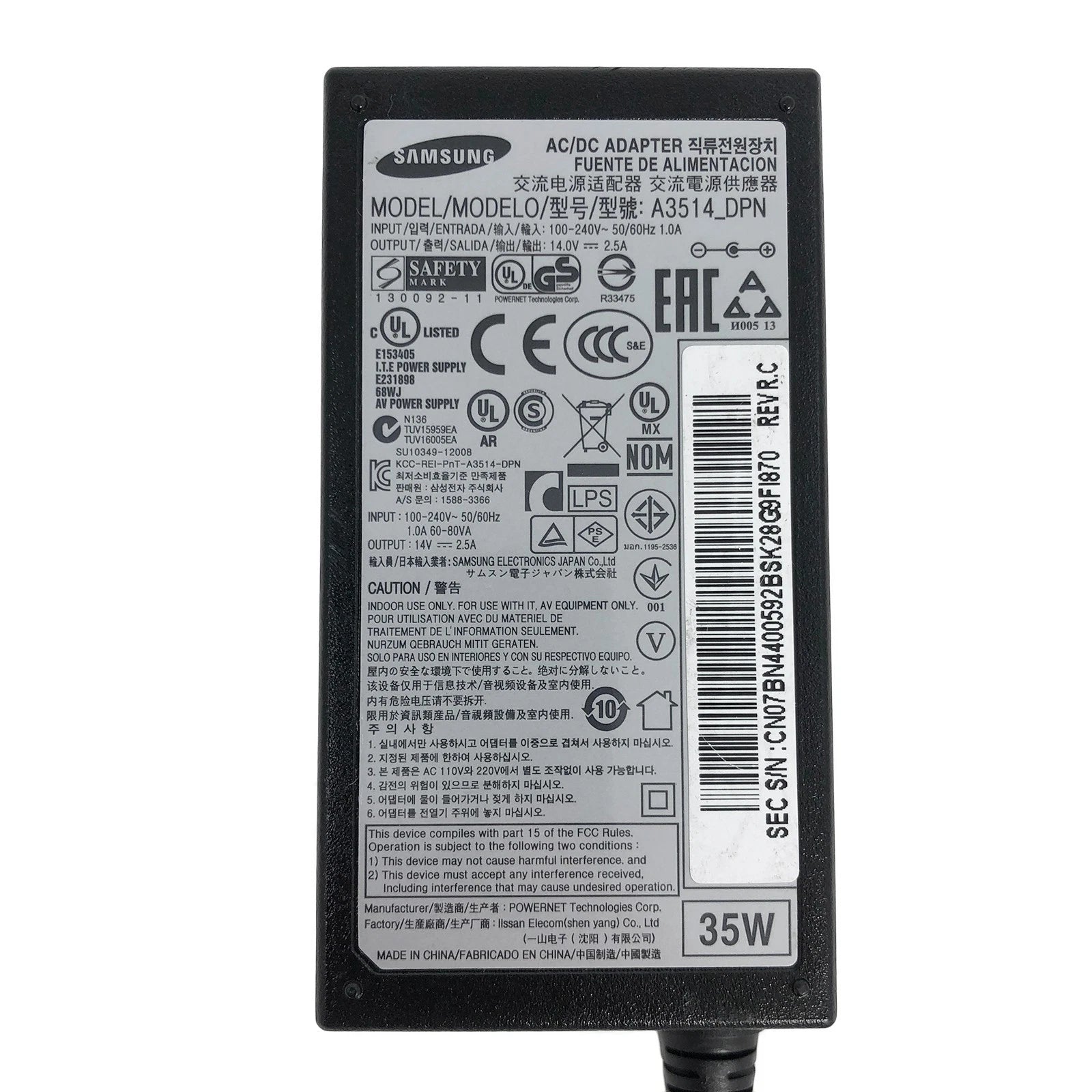 NEW Original Samsung AC Adapter Power Supply For Samsung S27D360H/LS27D360HS/XF