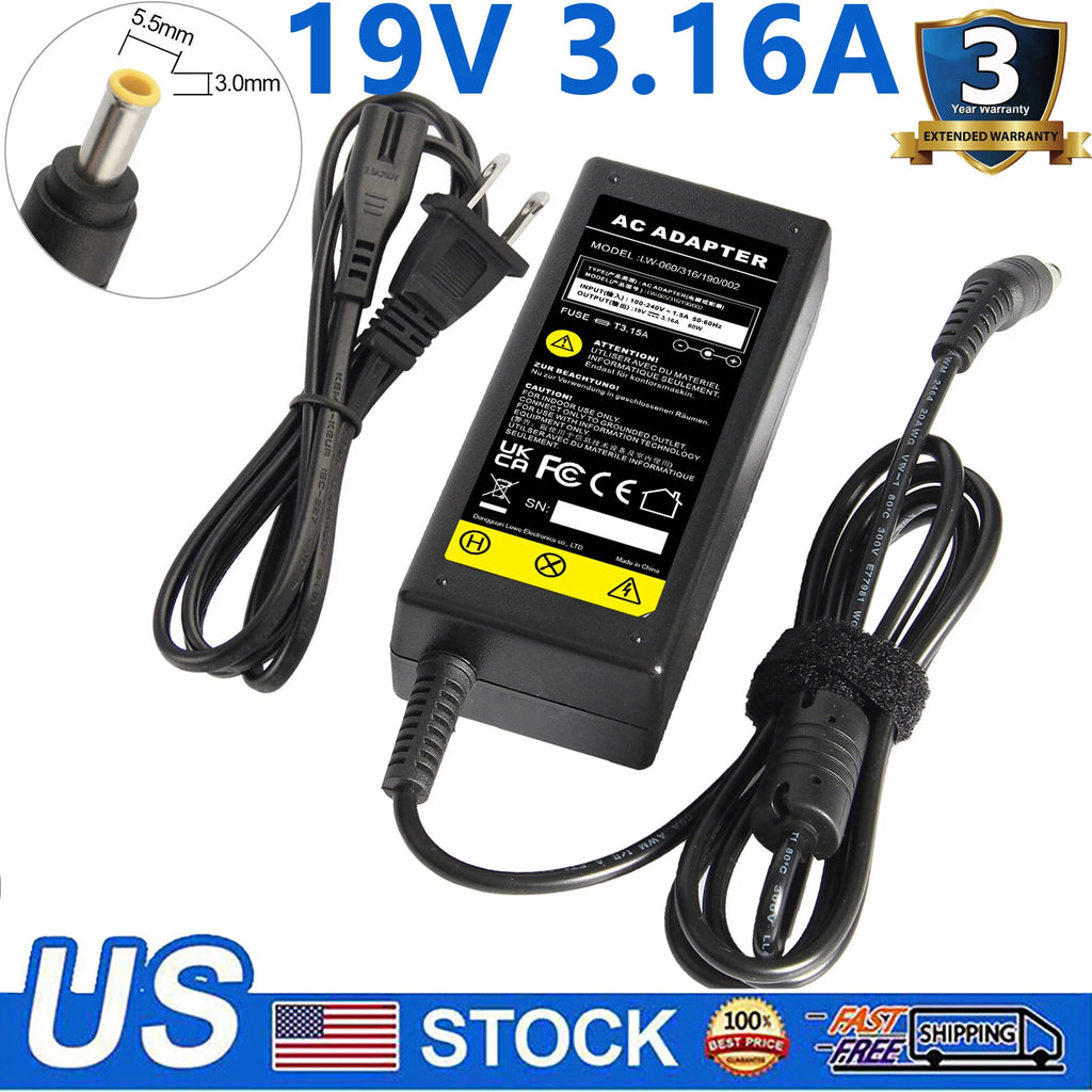 19V 3.16A AC Adapter Charger Power Supply for Samsung Laptop 5.5*3.0mm Connector