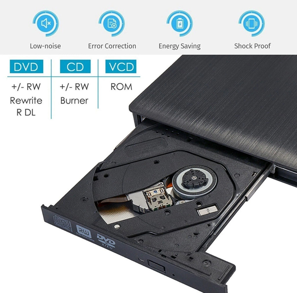 External CD DVD Drive USB 3.0 CD-RW Player for Laptops Desktop PCs Windows 11 10