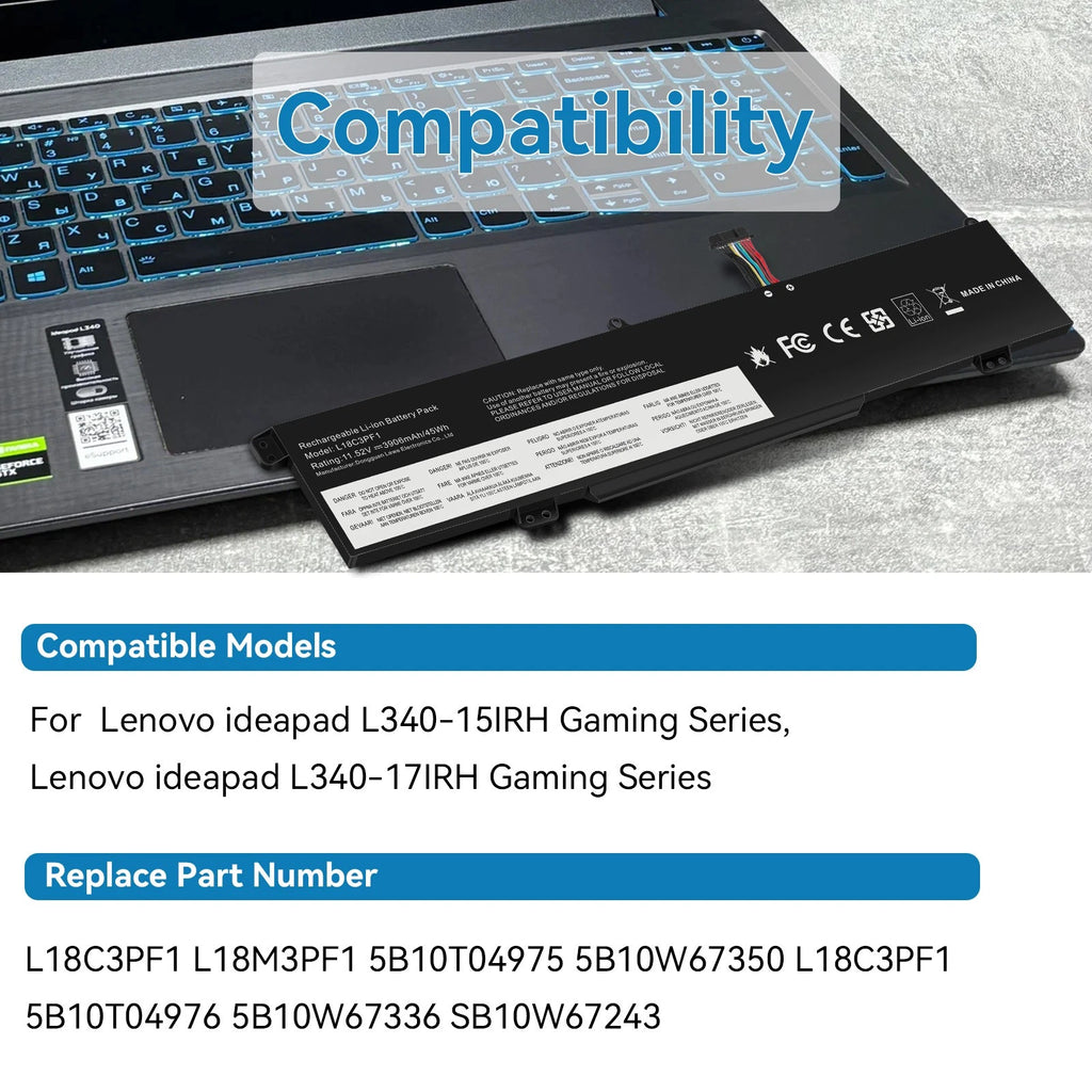 L18C3PF1 L18M3PF1 Laptop Battery For Lenovo ideapad L340-15IRH L340-17IRH 45Wh