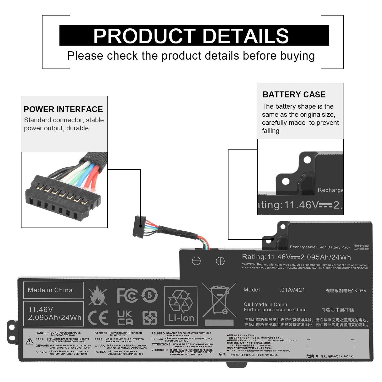 01AV489 01AV419 01AV421 01AV420 Battery For Lenovo ThinkPad T470 T480 A475 A285