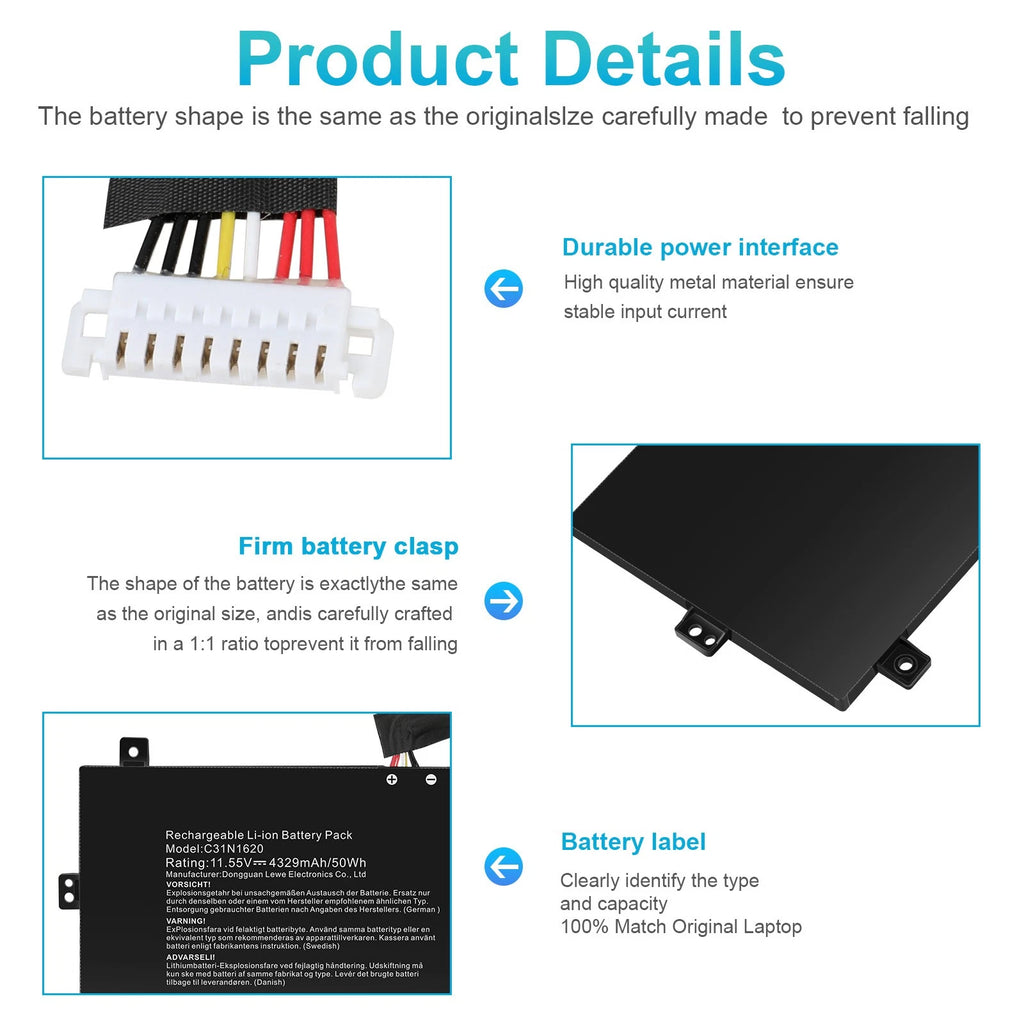 ?C31N1620 Battery For Asus Zenbook UX430 UX430UNR UX430UA UX430UN UX430UQ 50Wh