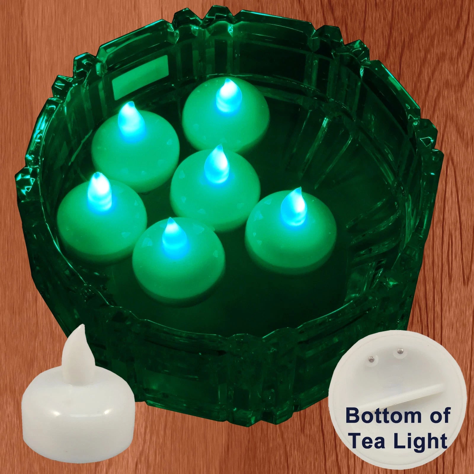 18 Flameless Floating LED tealight Candle Battery operated Green tea lights NEW