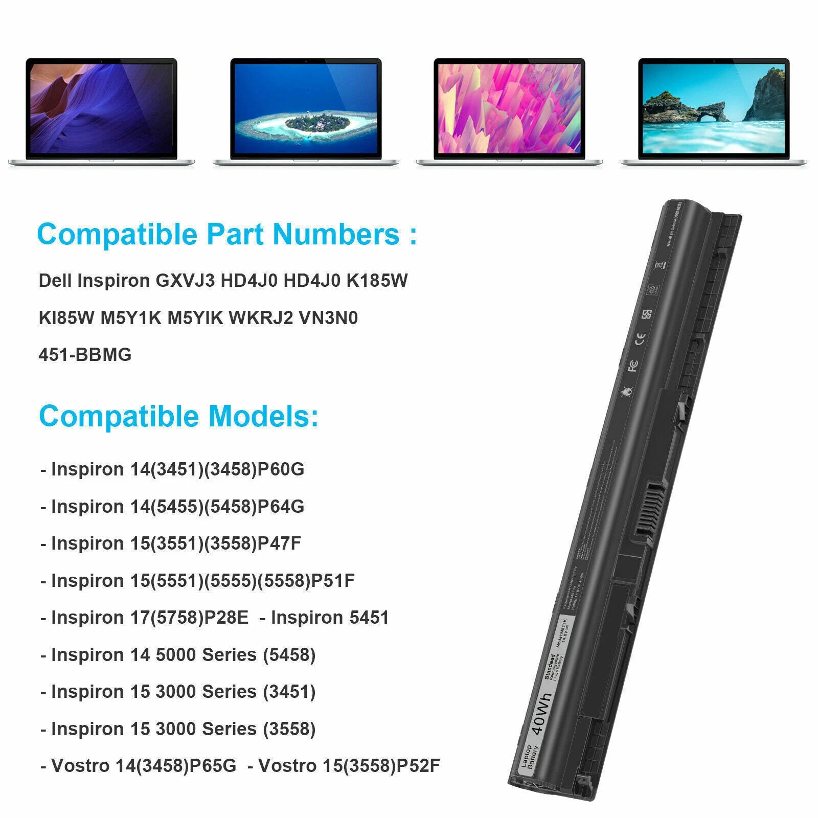 M5Y1K Battery For Dell Inspiron 3451 5451 5551 5555 5558 5559 5755 5758 40Wh