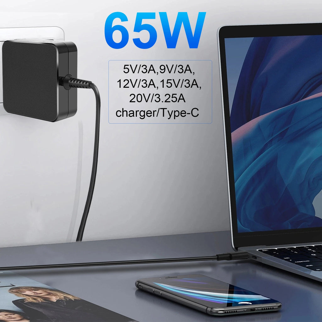 LOT 65W Type-C USB-C Laptop Adapter Charger for Dell HP Lenovo ASUS Acer Phone