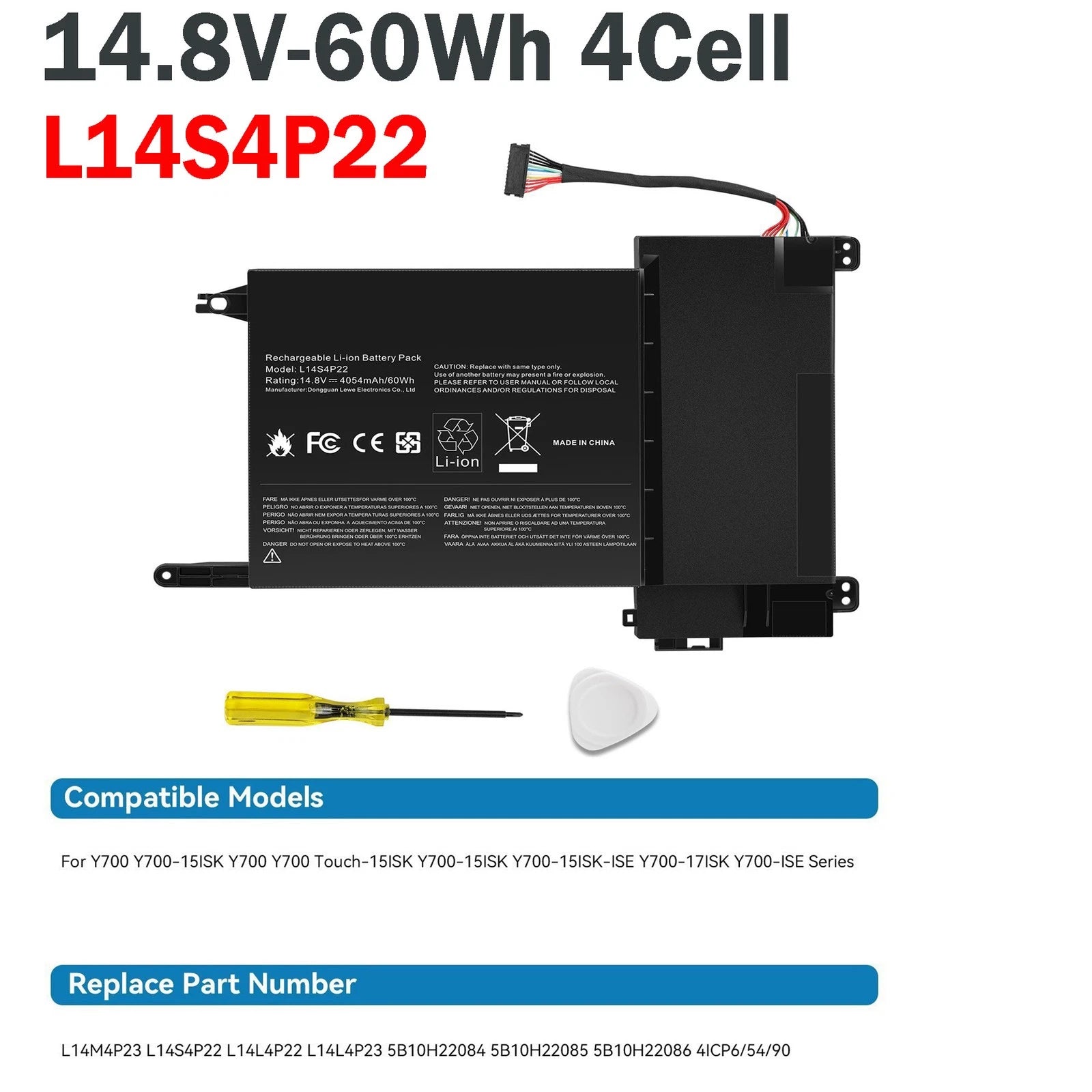 ??Battery L14S4P22 L14M4P23 For Lenovo IdeaPad Y700-15ISK Y700-17ISK 4ICP6/54/90