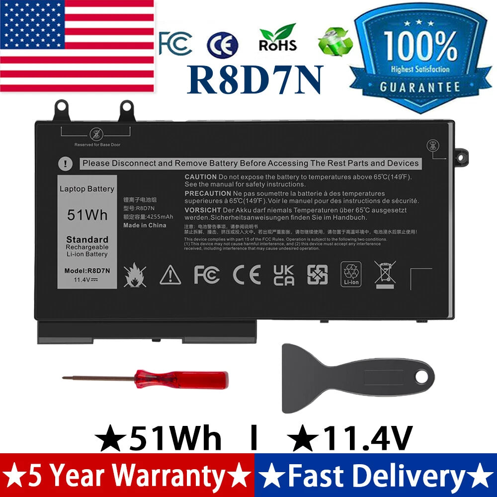 51Wh R8D7N Battery for Dell Precision 3540 M3550 Inspiron 7590 7591 7791 2in1 PC