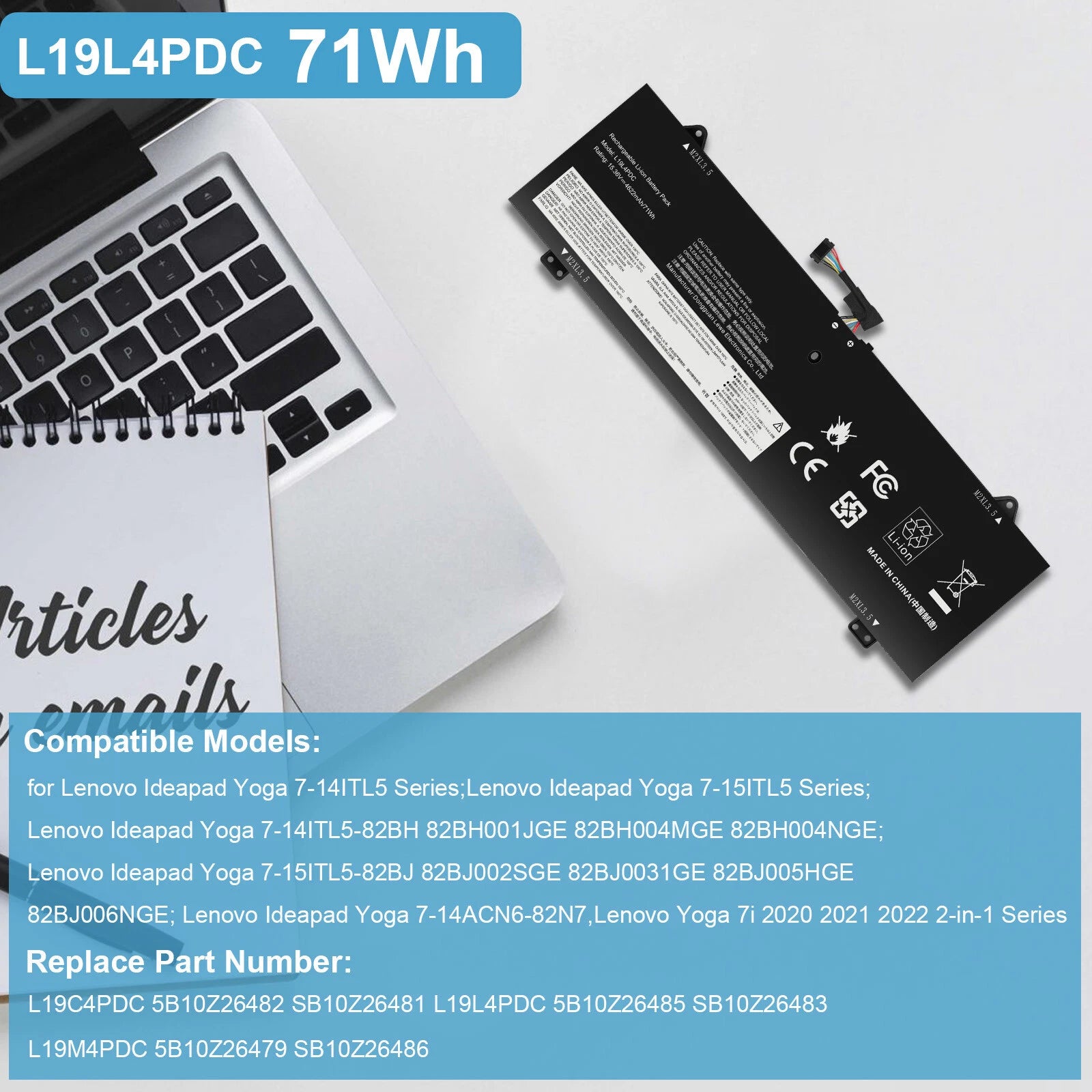 L19C4PDC L19M4PDC L19L4PDC Battery For Lenovo Ideapad Yoga 7-14ITL5 7-15ITL5 New