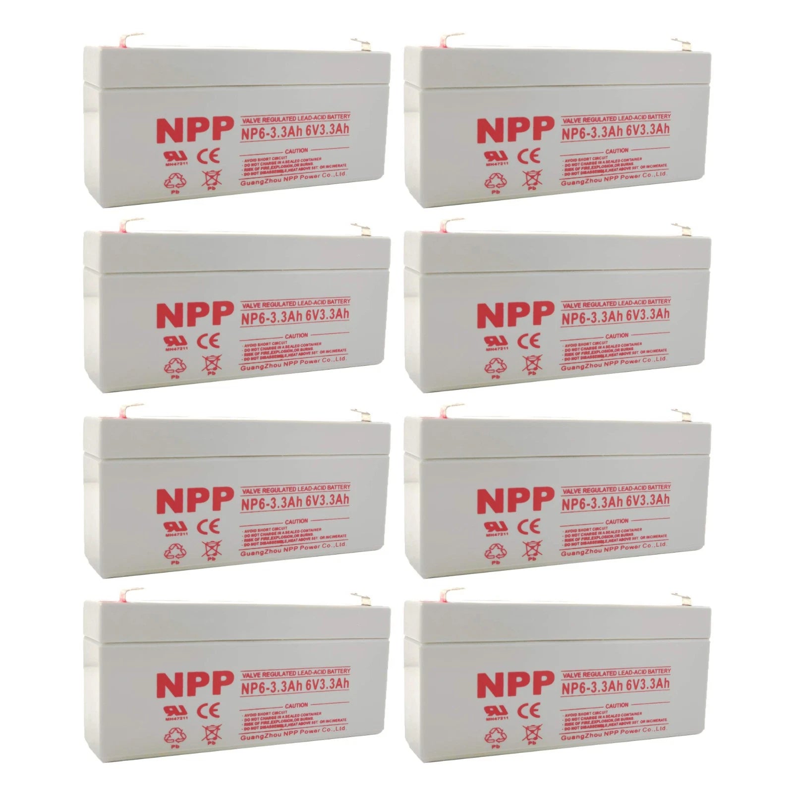 8PC NPP NP6-3.3Ah 6V 3.3Ah AGM VRLA General Series Battery