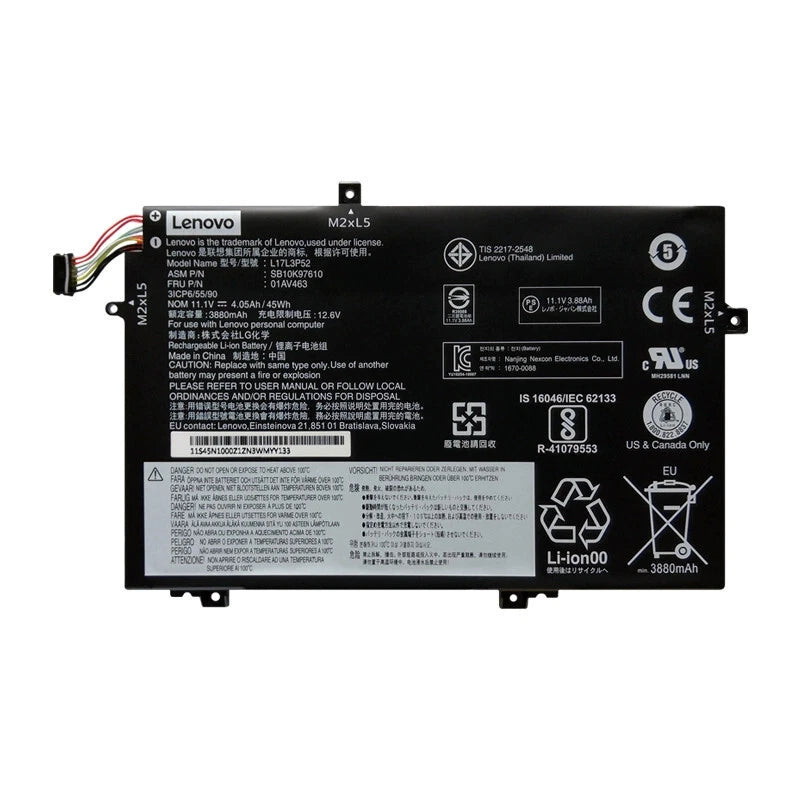 Genuine L17L3P52 01AV463 Battery for Lenovo ThinkPad L490 L480 L580 L14 L15 45WH