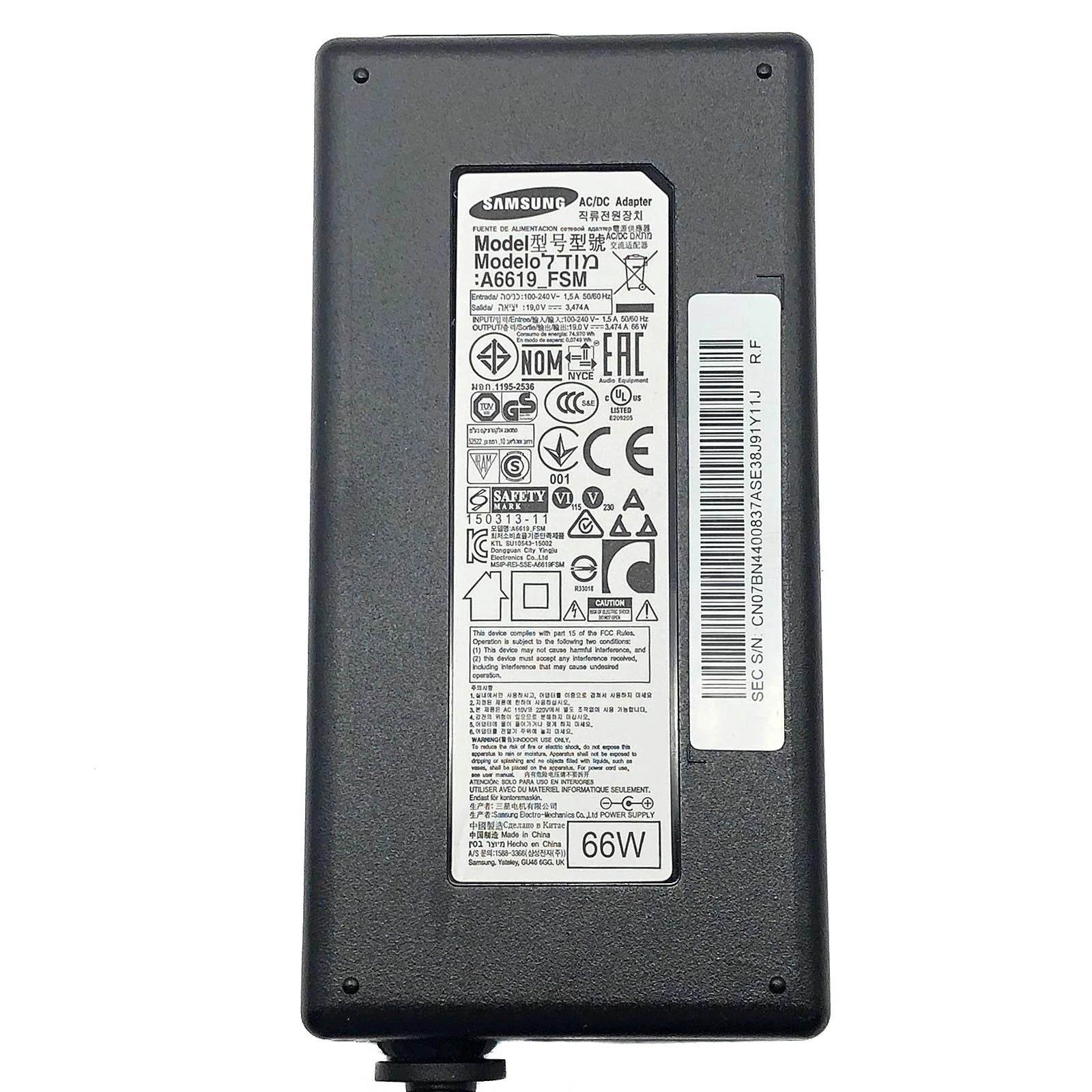 NEW Genuine Samsung A6619_FSM BN44-00837A 19V 3.47A 66W AC Adapter Power Supply