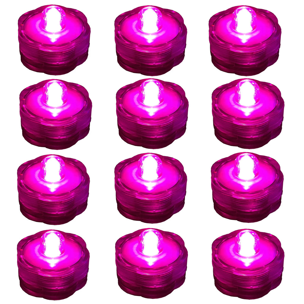 12 Pack PINK Submersible Waterproof Underwater Battery LED Tea Light~Wedding