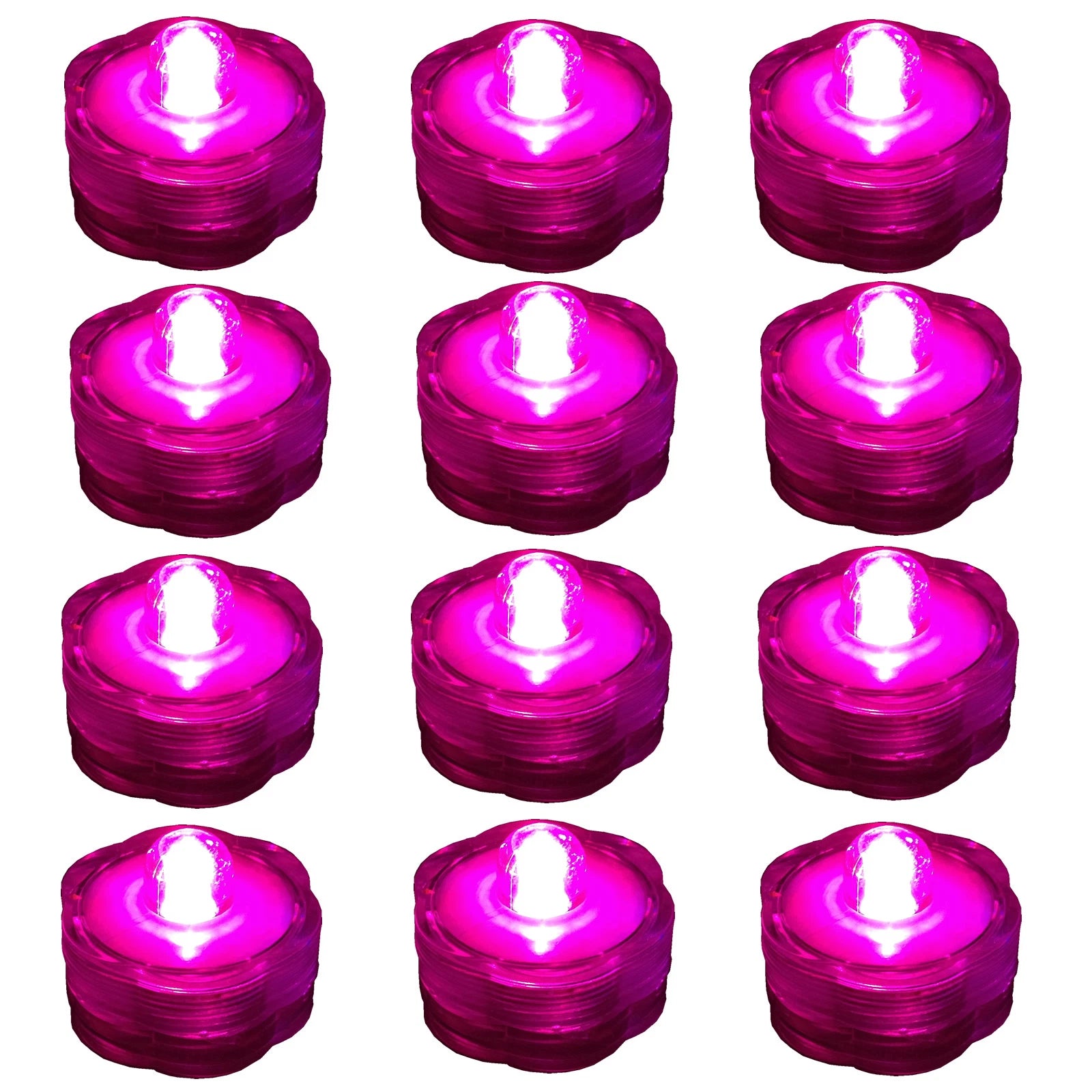 12 Pack PINK Submersible Waterproof Underwater Battery LED Tea Light~Wedding