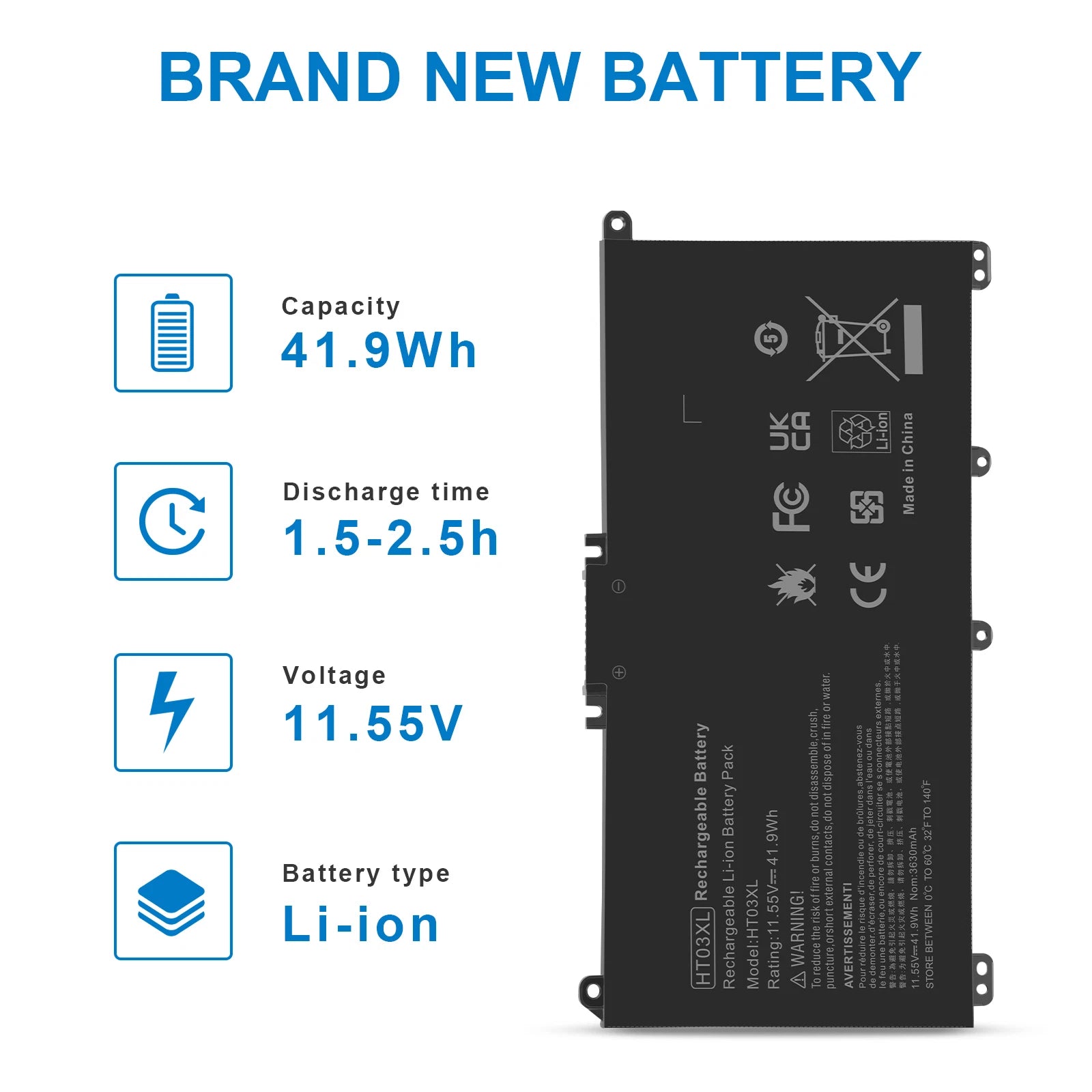 L11119-855 - For HP Pavilion Series Battery Pack 3Cell 41.9Wh 3.6A HT03XL