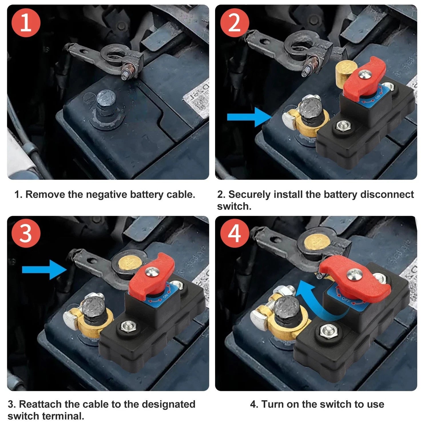 2Pcs 12V 24V Battery Disconnect Switch Master Kill Isolator For Car Marine Boat