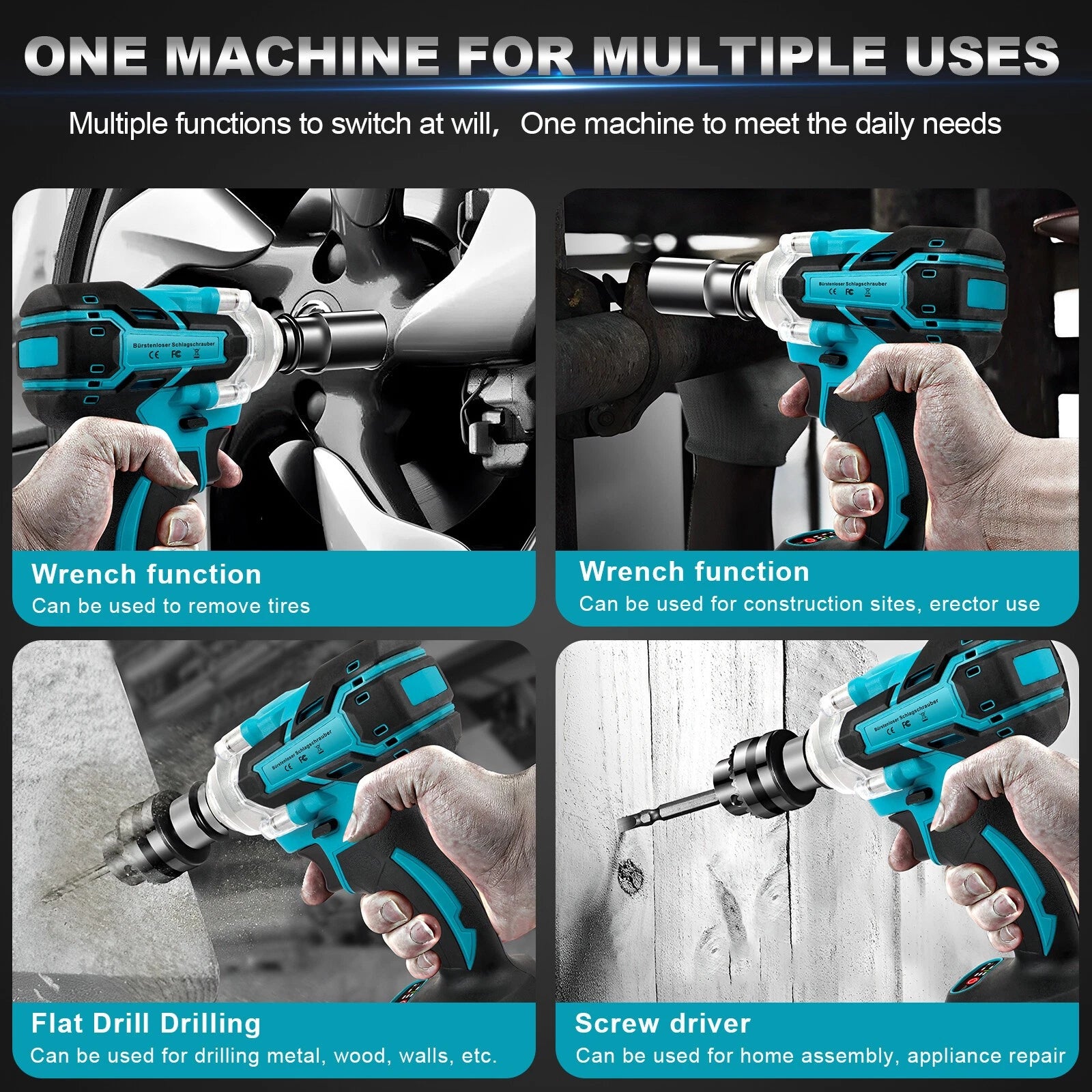 1/2" Cordless Electric Impact Wrench Ratchet Drill for Makita 18V Battery Pack
