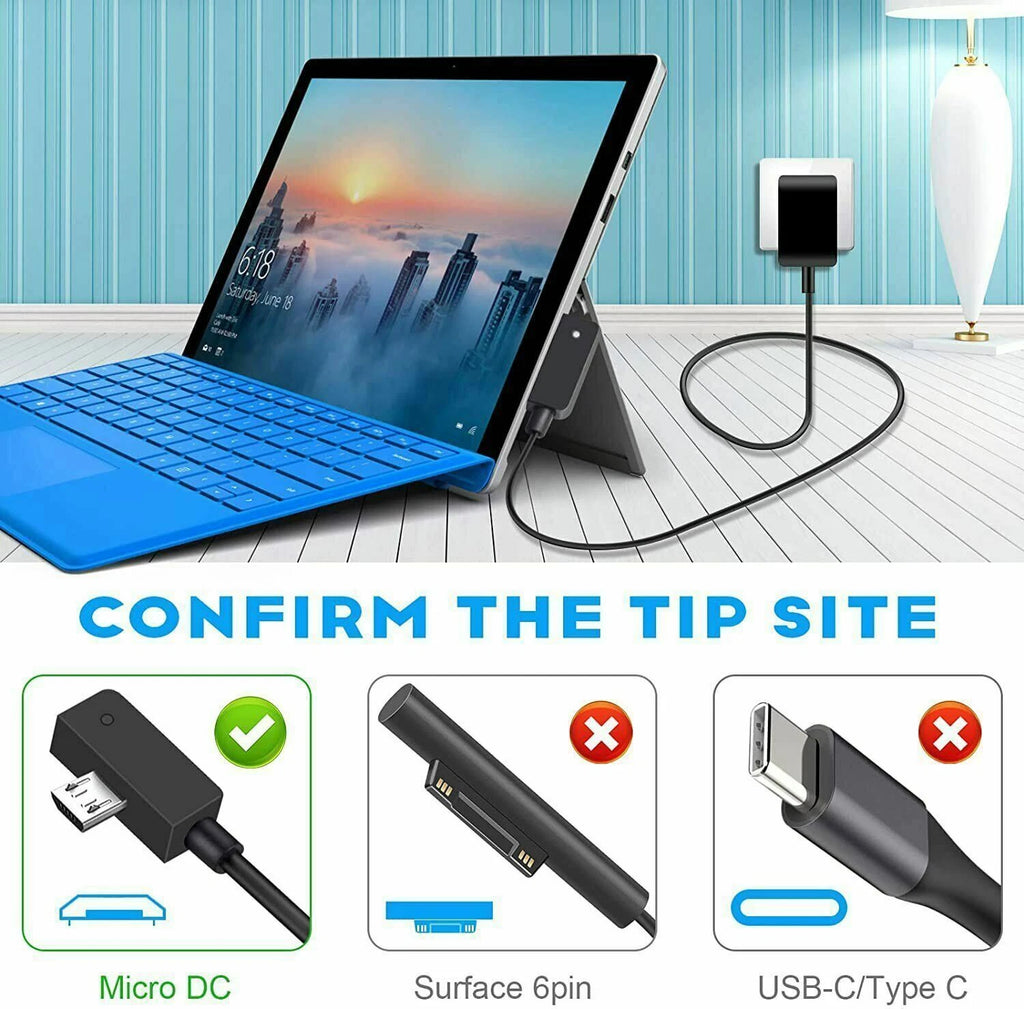 AC Power Adapter Charger For Microsoft Surface 3 Tablet - Model 1623 1624 1645