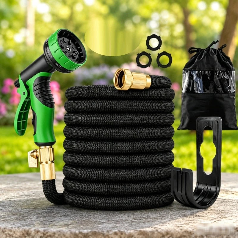 Pocket Flexible Heavy Duty with Nozzle Expanding Garden Hose 50 ft, 100ft 150ft