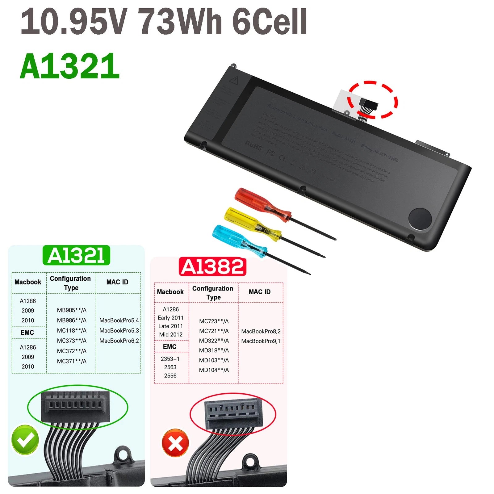 A1321 Battery for Apple MacBook Pro 15 inch A1286 Mid 2009 (Early/Late 2010) New