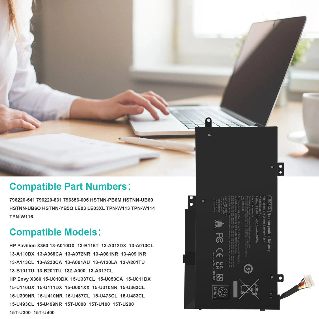 ?LE03XL Battery For HP Envy x360 15-w000 796220-541 HSTNN-UB6O 796356-005 48Wh?E