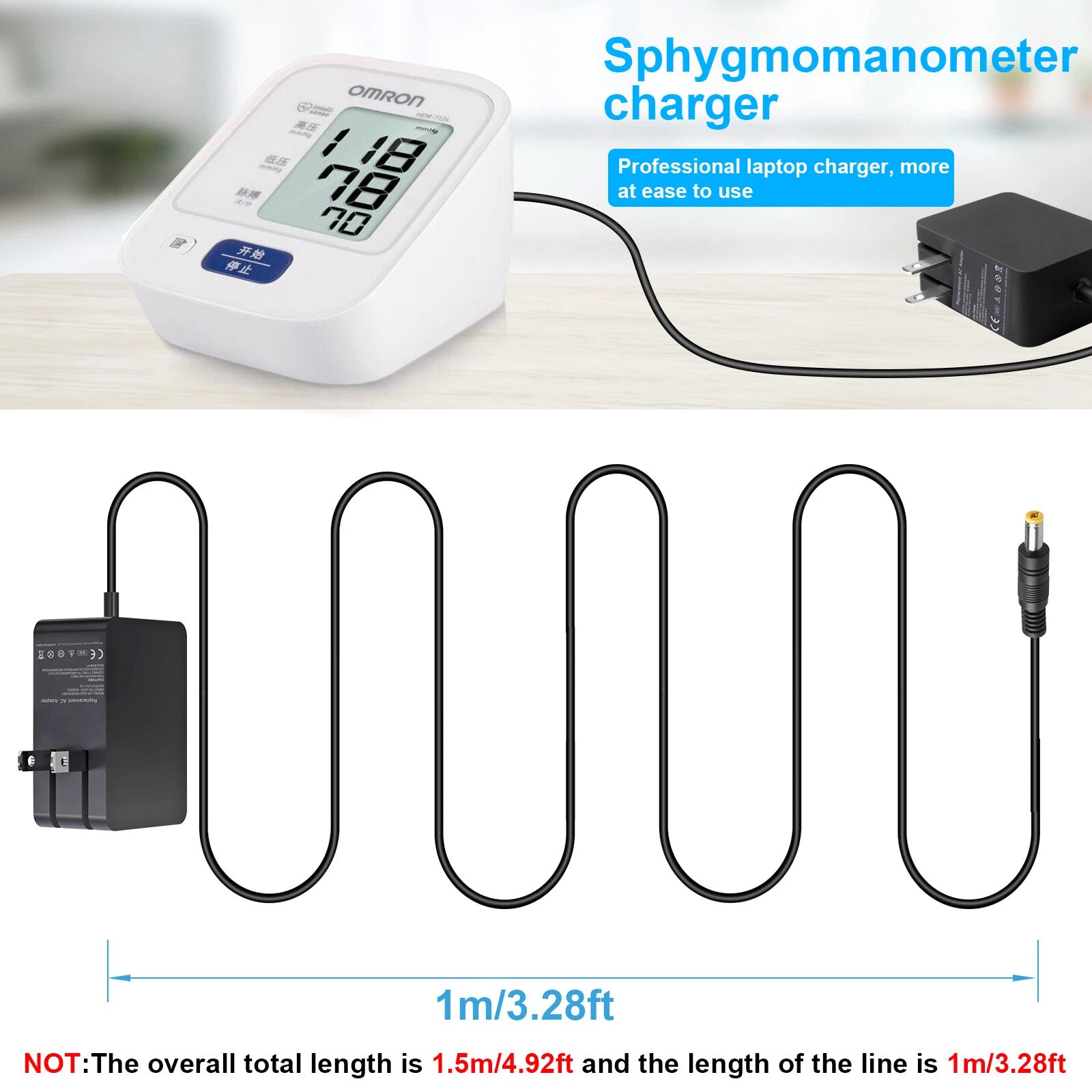 Power Supply Charger Adapter for Omron Blood Pressure Cuff BP Monitor 6V 1A Cord