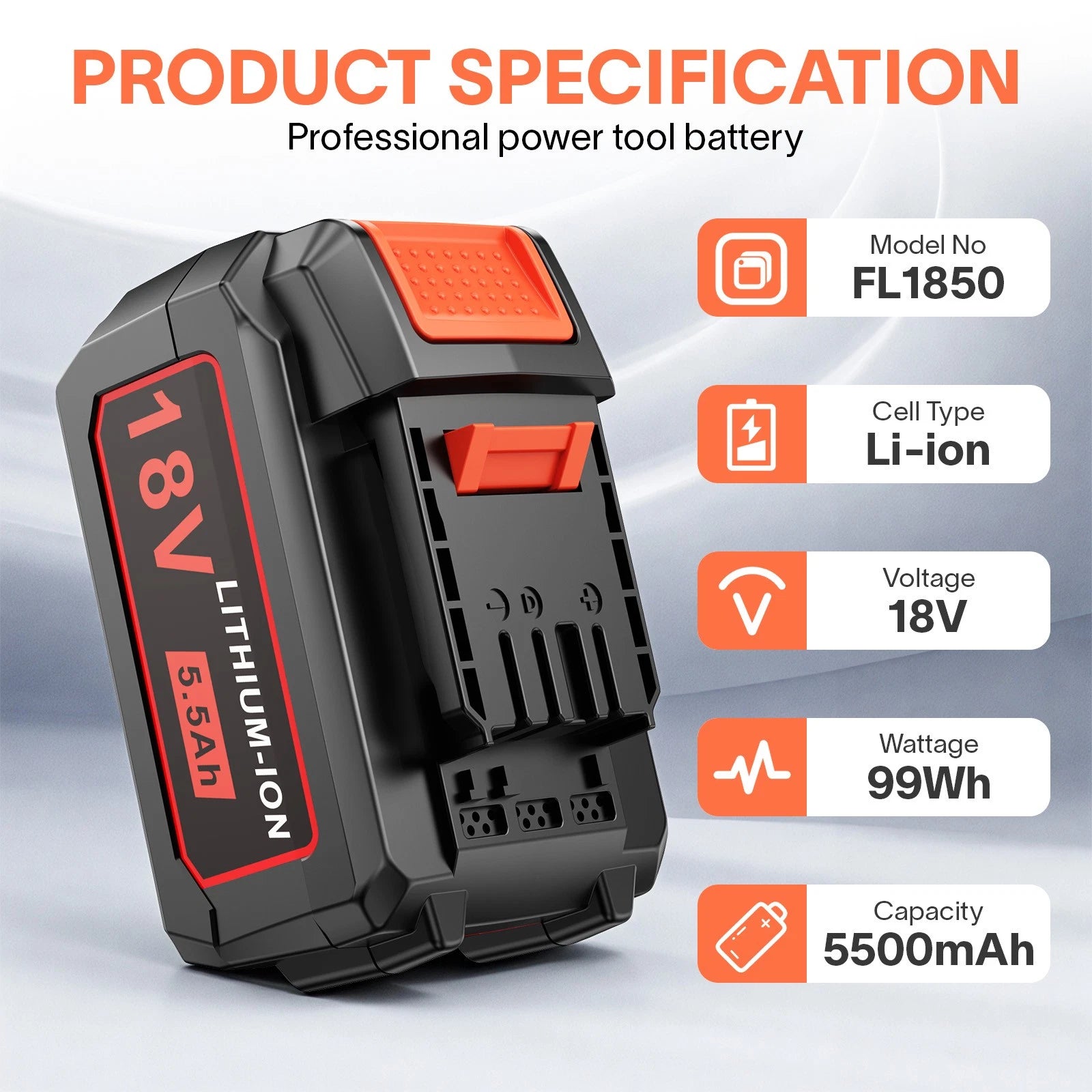 18V 5.5Ah Lithium-Ion Battery For Flex 18 Volt Power Tools Battery FLXAP185