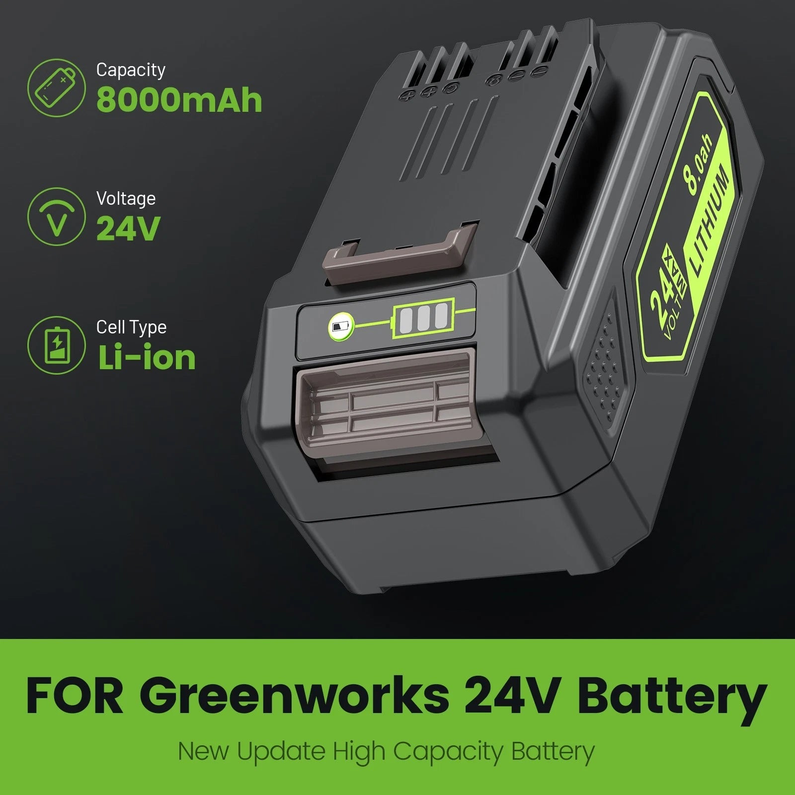 8000mAh Battery for Greenworks 24V G-MAX POWERALL Tools For BISSELL Cleanview XR