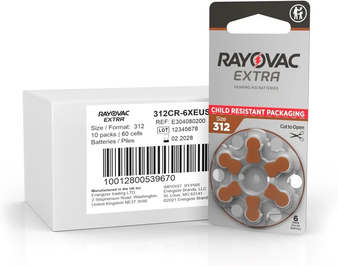 Rayovac Extra Size312 Hearing Aids Batteries Zinc air 30 - 120 cells New