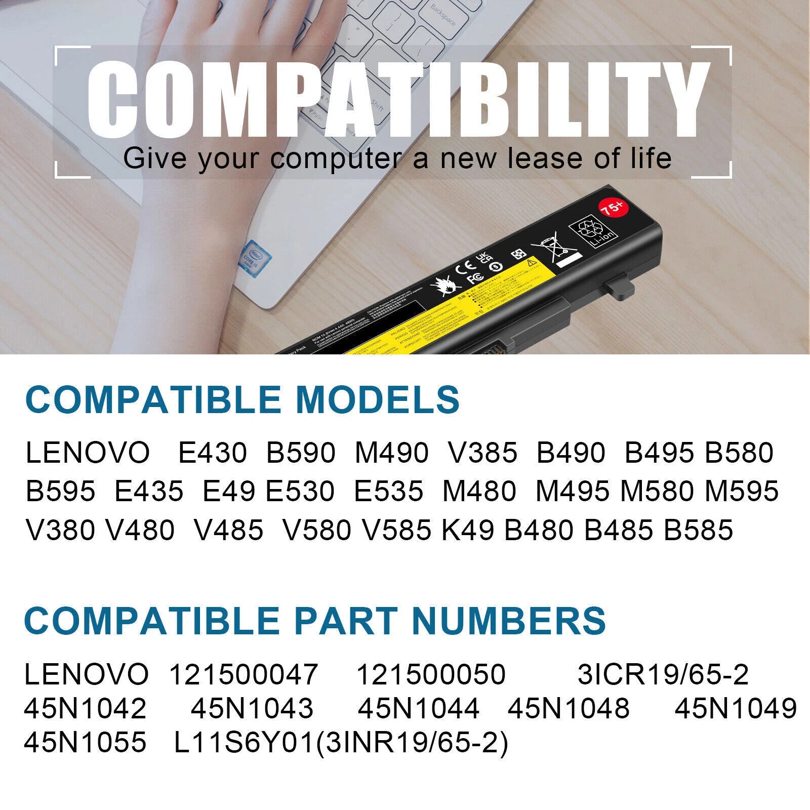 E430 Battery For Lenovo ThinkPad E431 E435 E440 E445 E530 E531 E535 E540 75+