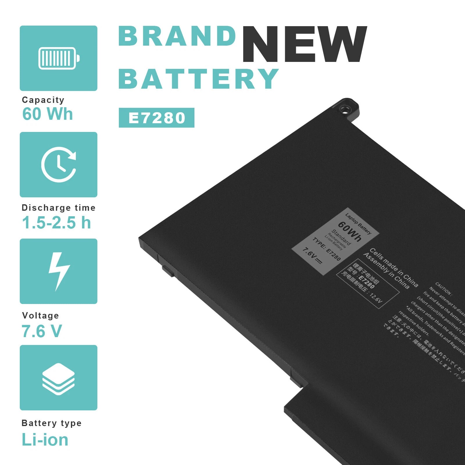 F3YGT Battery for DELL Latitude 12/13/14 E7280 E7290 E7380 E7390 7480 7490 2X39G