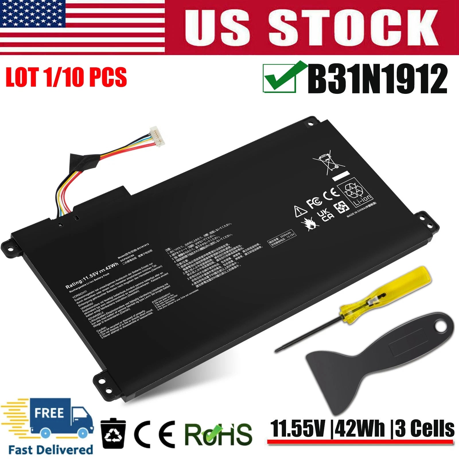 ?LOT Battery B31N1912 C31N1912 For ASUS VivoBook 14 E410MA L410MA E410KA L510MA