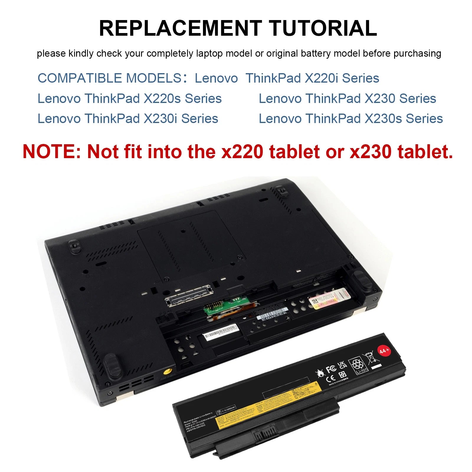 X230 X220 Battery 49Wh For Lenovo ThinkPad X230i X220i 45N1027 45N102 44+