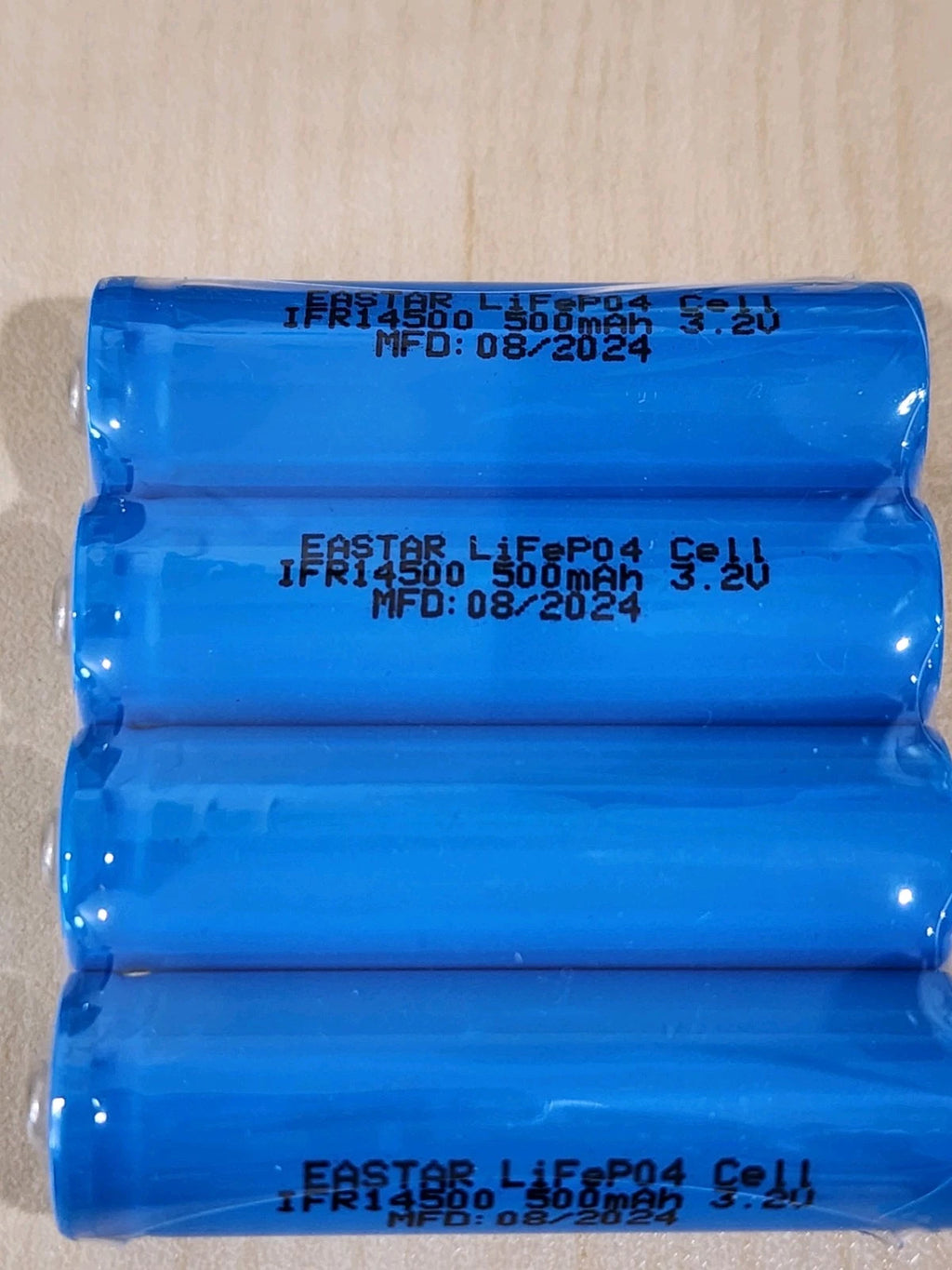 4 x IFR 14500 3.2v 500mAh AA LiFePO4 Rechargeable Solar Lamp Battery MFG 08/2024