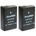 2 Pack Power2000 EN-EL14a Battery for Nikon D3100 D3300 D3400 D5200 D5300 D5500