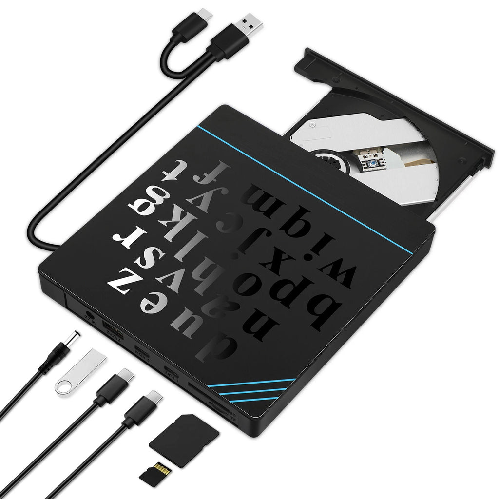 7-in-1 External USB 3.0 Type-C DVD Reader CD Burner Drive Player for Laptop Win