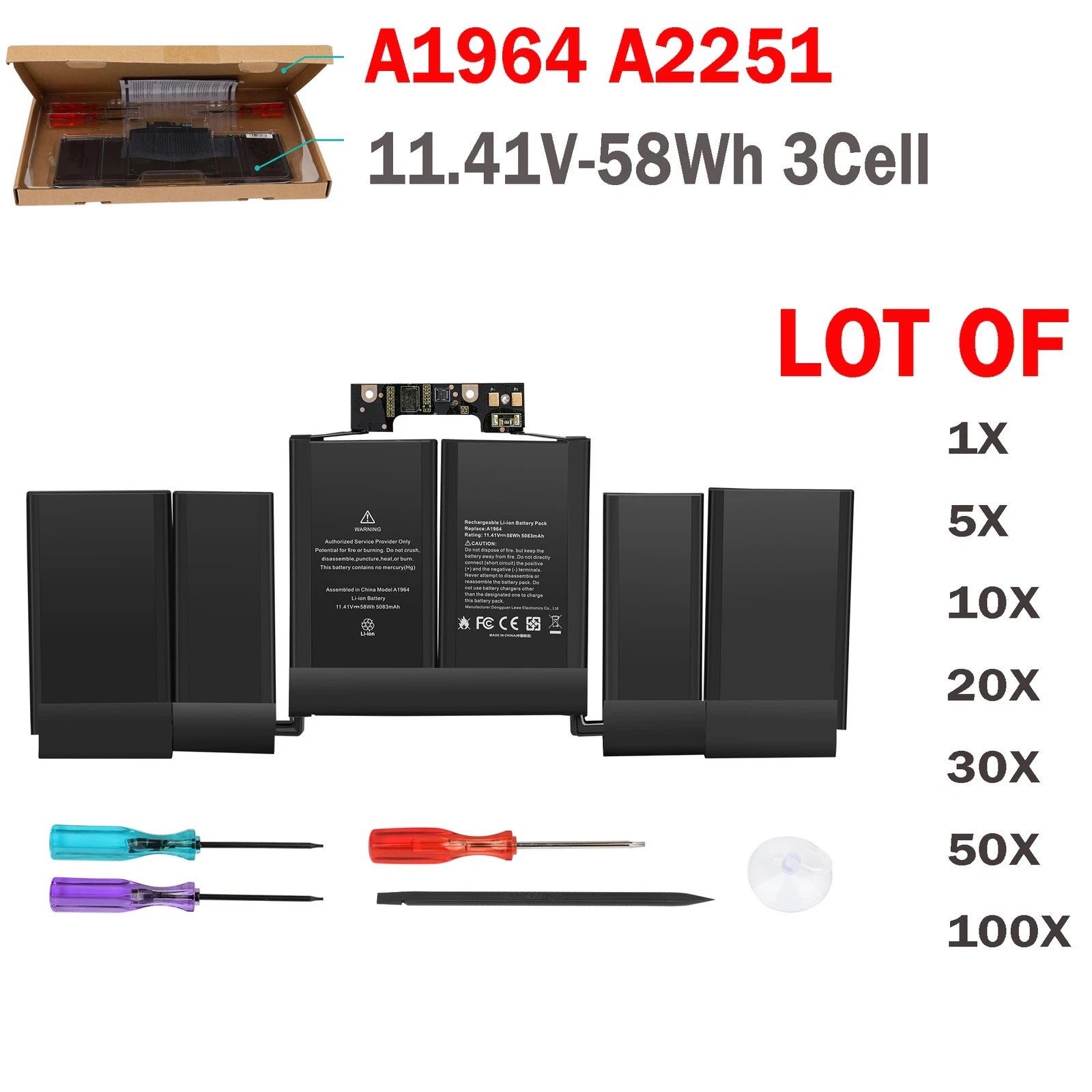 LOT A1964 Battery For MacBook Pro13" A1989 Mid 2018 2019/A2251 2020 EMC 3214 58W