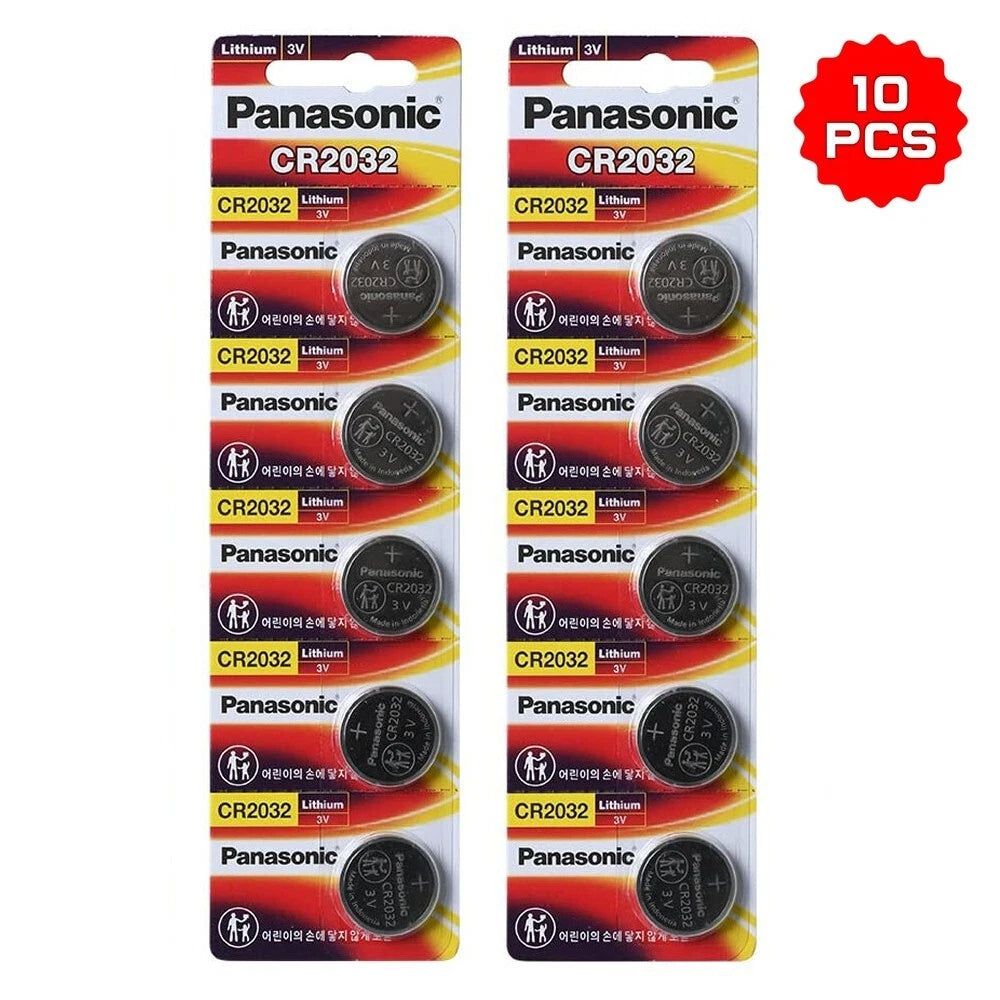 10 x SUPER FRESH Panasonic CR2032 CR 2032 Lithium Battery 3V Coin Cell Exp. 2035