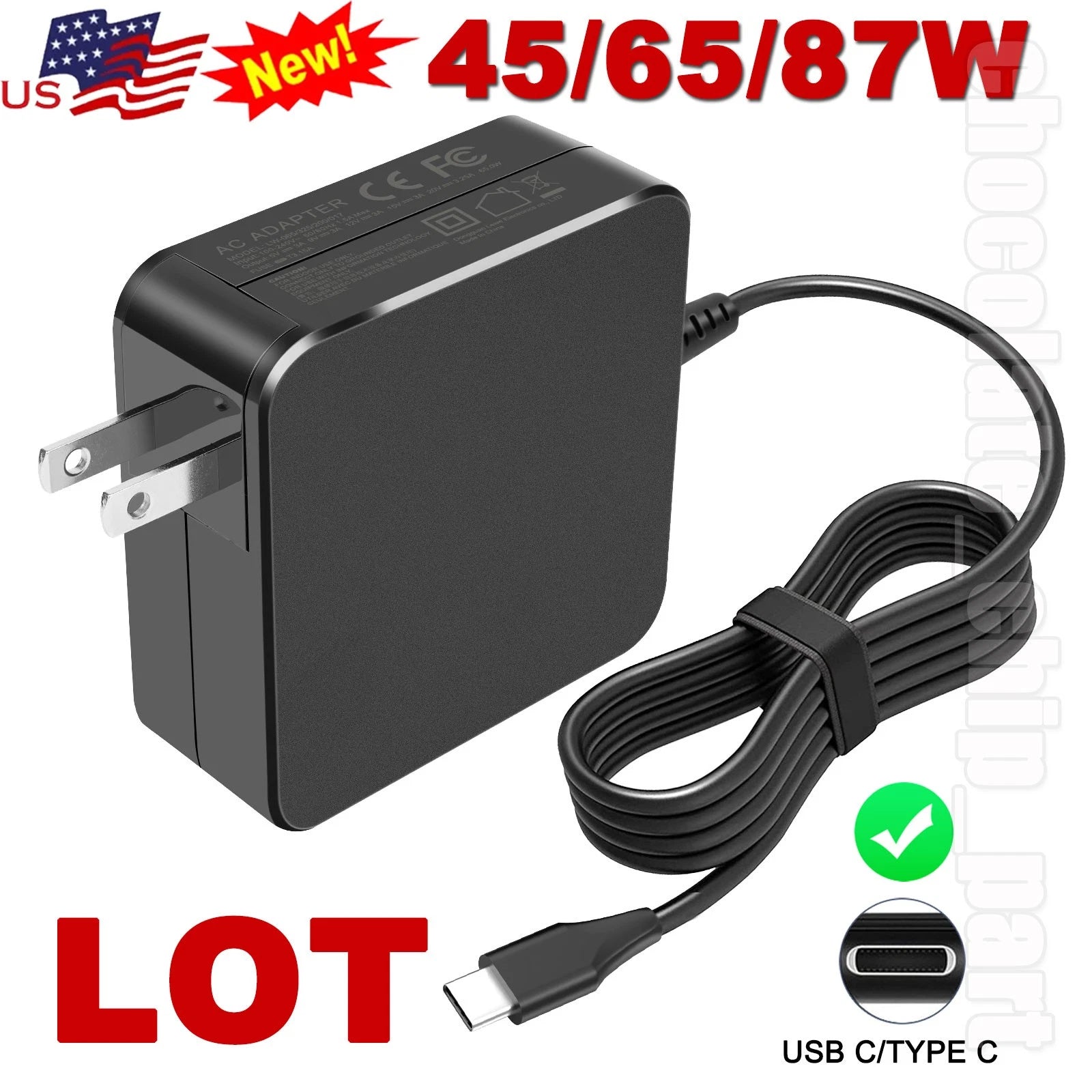 LOT Type-C USB-C Laptop Adapter Charger for Dell HP ASUS Lenovo Acer MacBook US