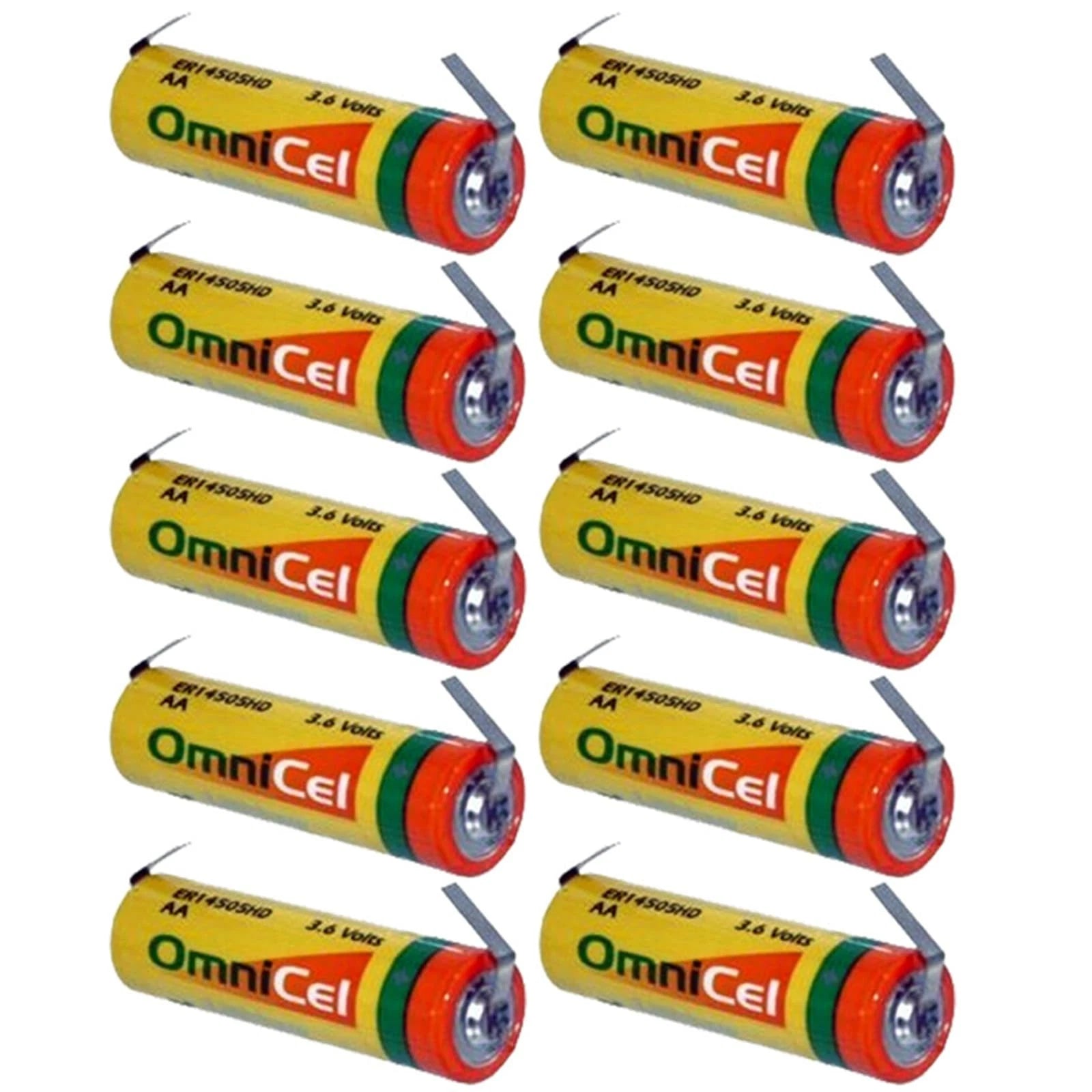 10x OmniCel ER14505HD 3.6V Sz AA Lithium Battery Tabs Utility Telematics