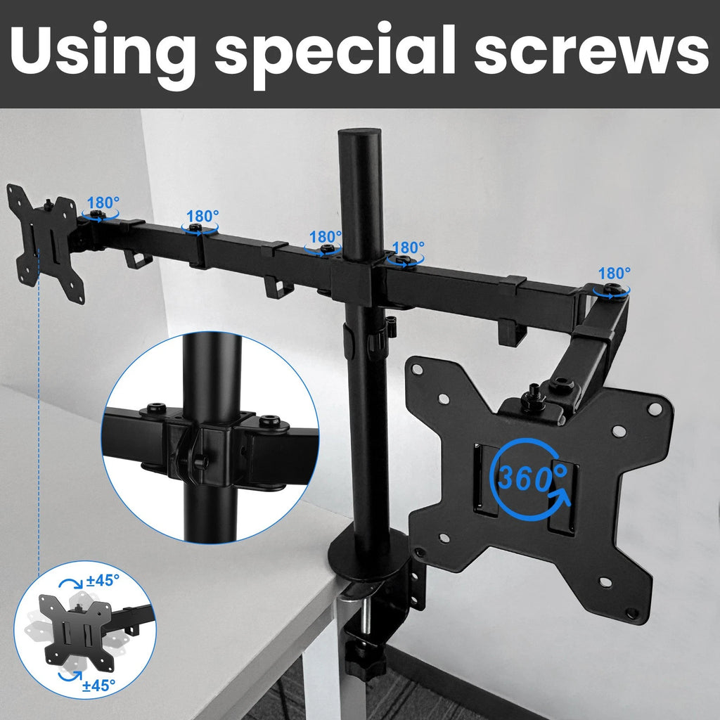 Dual Monitor Stand Adjustable Desk Mount Screen for Led LCD 10-32 inches FAST