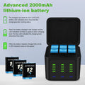 GoPro Dual Battery Charger For GoPro HERO 12 11 10 9 Black + 3*Batteries